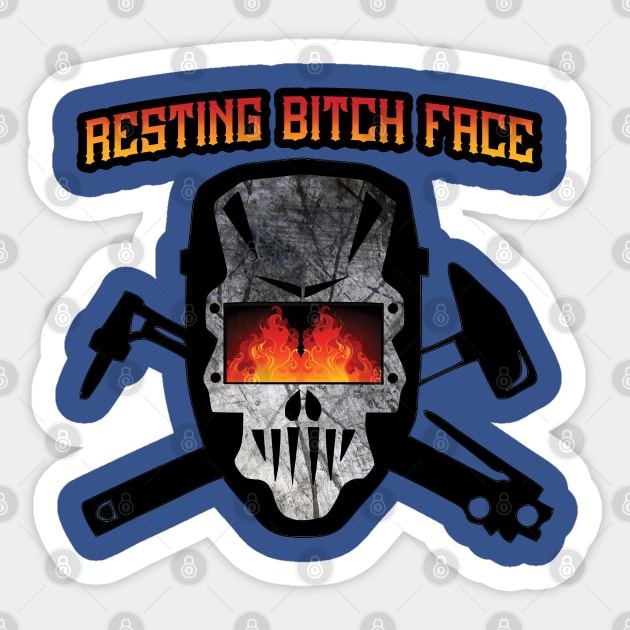 Weld and Cross Bones - Resting Bitch Face Sticker by CuteCoCustom